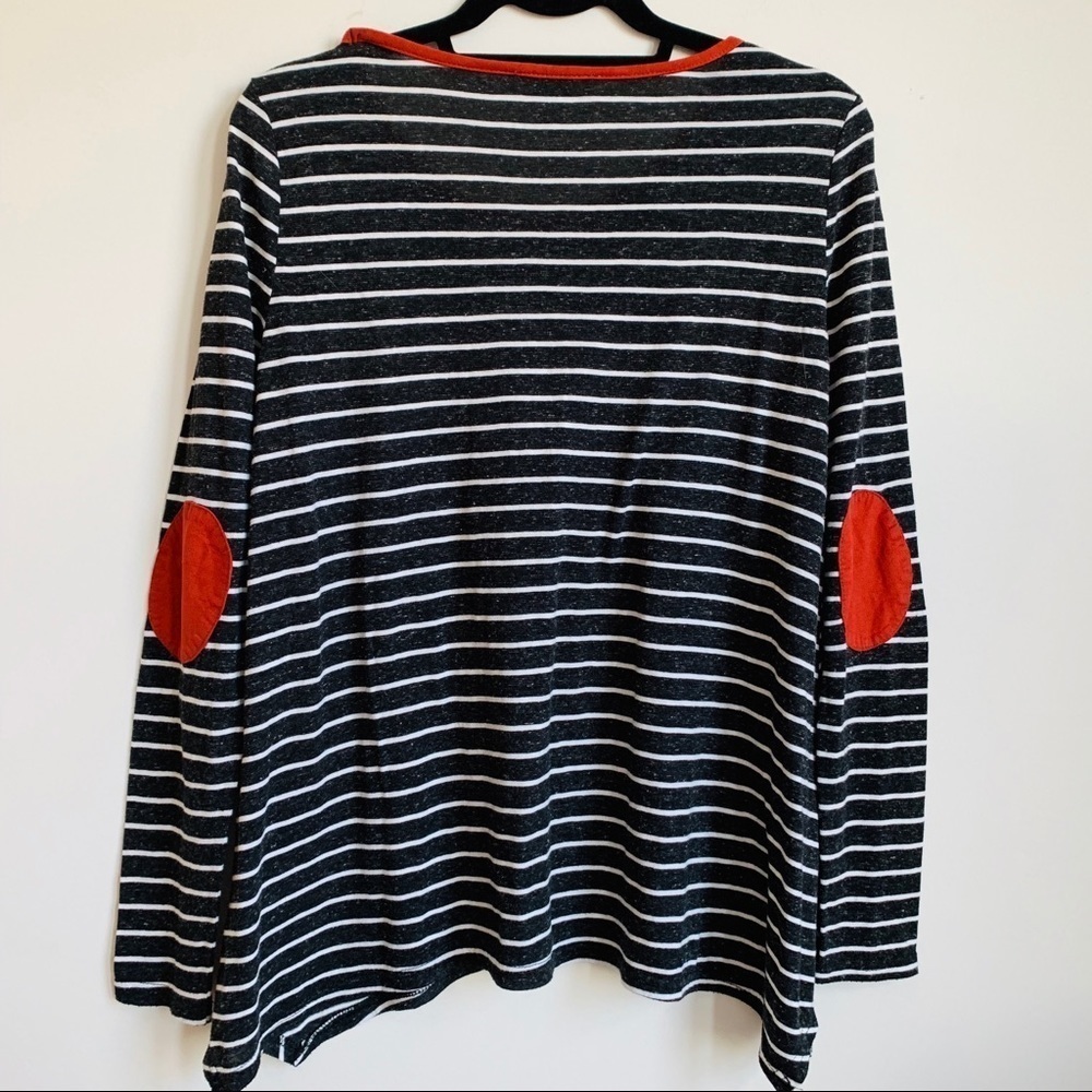 Umgee Striped Long Sleeve Gray and White Tee